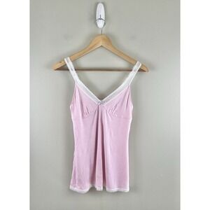 Cosmopolitan Cami Tank Top Lace Trim Babydoll 90s Y2K Modal Pink Small